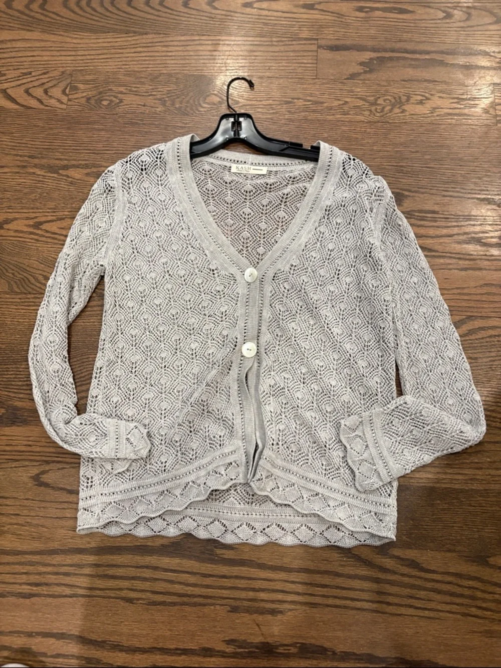 Ash Light Gray Lace Knit V-Neck Cardigan - Picture 1 of 2